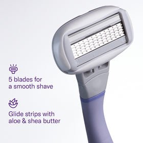 Flamingo close-up of five stainless steel blades highlighting precise cutting performance