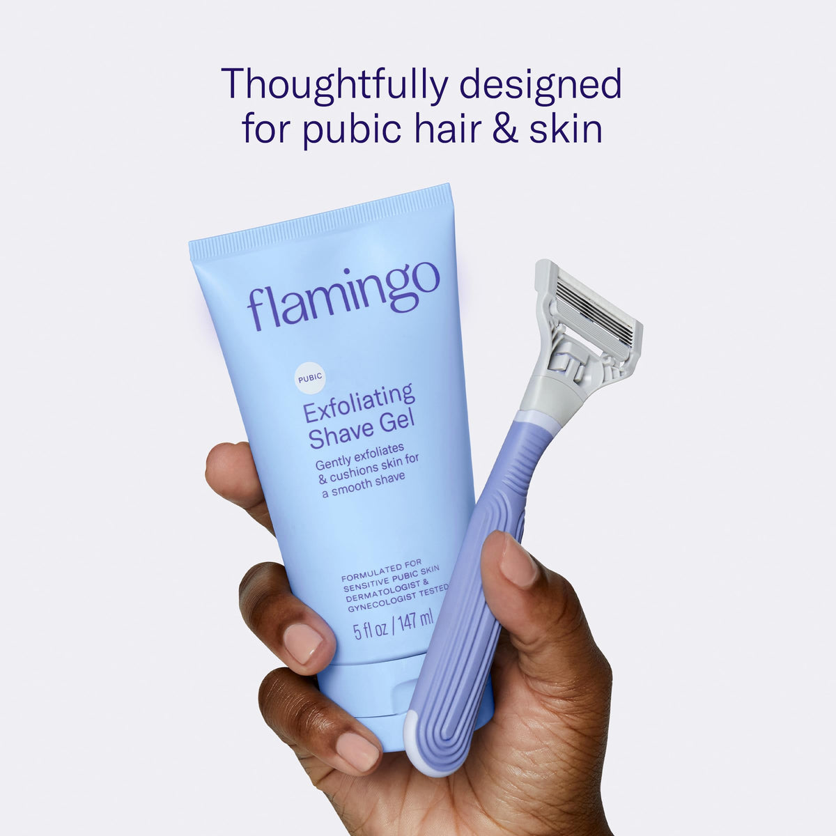 Flamingo close-up of five blades highlighting smooth close-shave performance