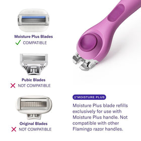 Flamingo close-up of moisture bar texture, highlights hydrating ingredients and glide
