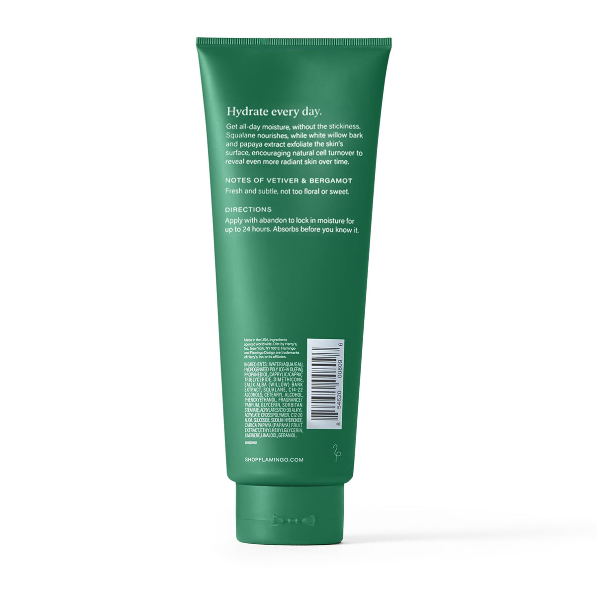 Flamingo white willow and papaya extracts highlighting gentle exfoliation