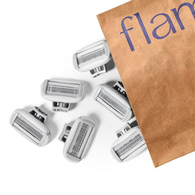 Flamingo flexible hinge angled to show contour-following design for comfortable shaving