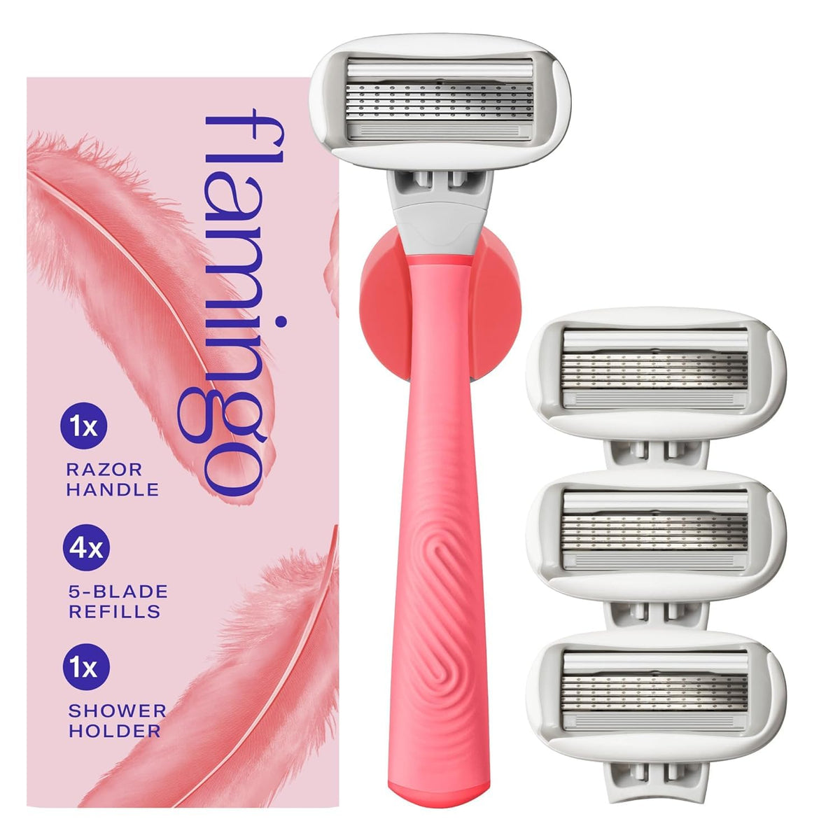 Flamingo handle and kit front view showing neat packaging and included items
