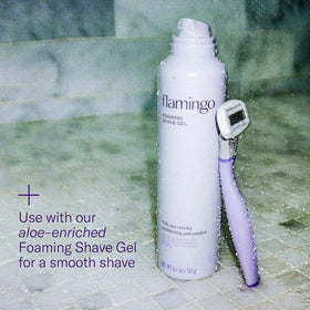 Flamingo lubricating strip detail with aloe shea for smoother glide