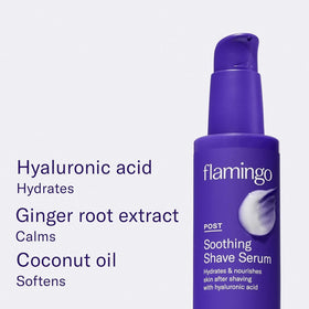 Flamingo products next to hand showing compact travel-friendly size