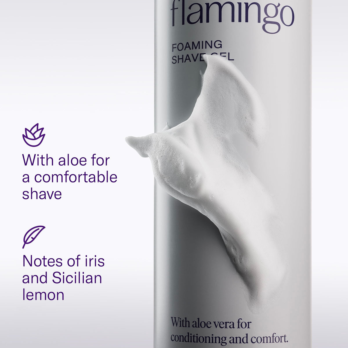 Flamingo close-up of five stainless steel blades highlighting smooth, efficient shave