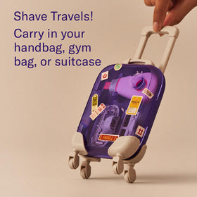 Flamingo razor and gel tucked inside a gym bag for on-the-go shaving convenience