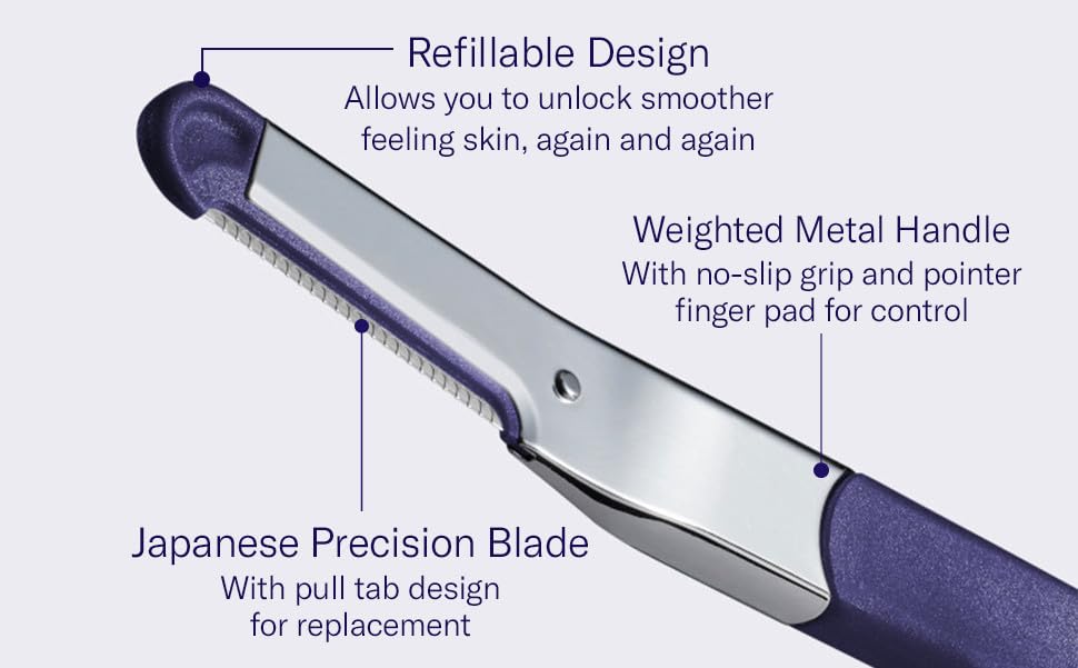 Flamingo close-up of a single stainless steel blade for precise exfoliation