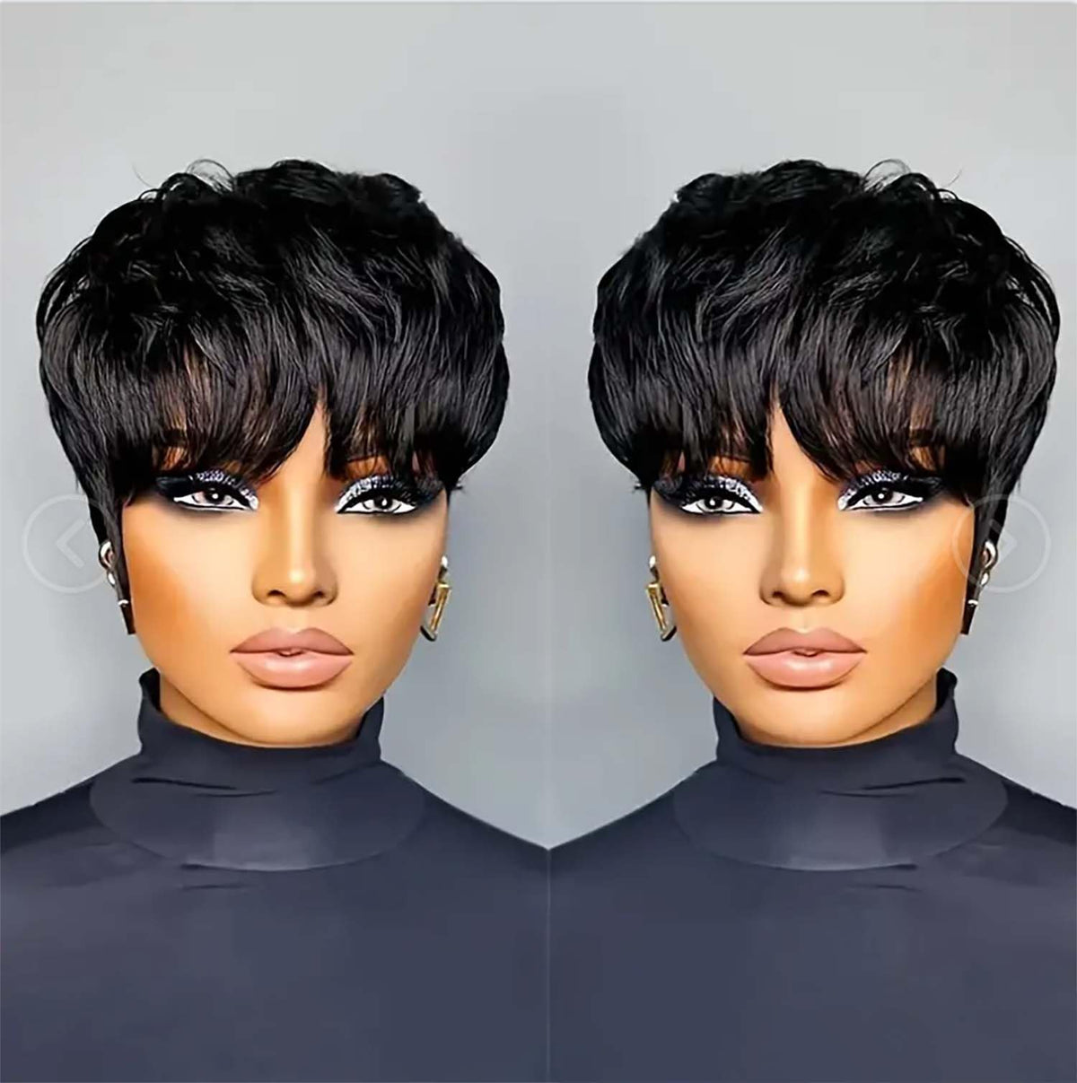 Flandi pixie front view showing natural hairline and instant style benefit
