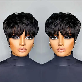 Flandi pixie front view showing natural hairline and instant style benefit