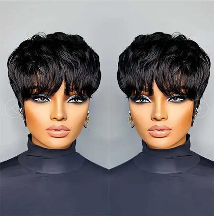 Flandi pixie front view showing natural hairline and instant style benefit