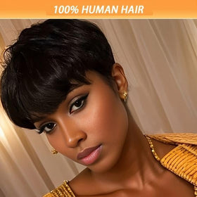 Flandi pixie texture closeup displaying smooth virgin hair and realistic shine benefit
