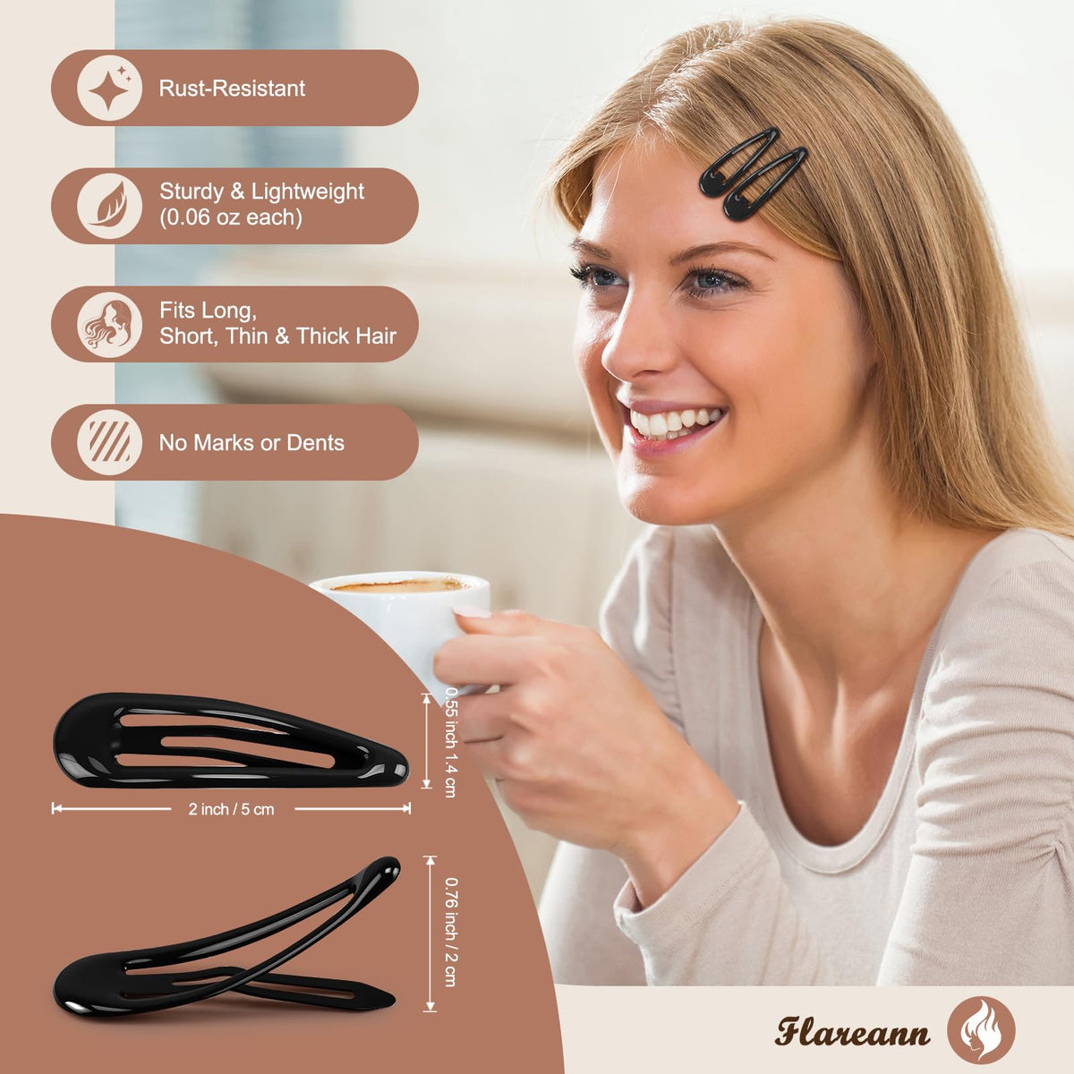 FLAREANN clip holding hair in place, secure hold benefit