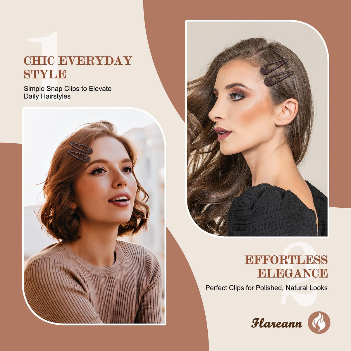 FLAREANN clip holding bangs and flyaways, smooth non‑slip control