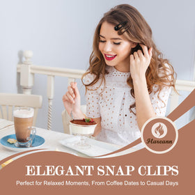 FLAREANN clip holding fringe in hair showing tidy face-framing benefit