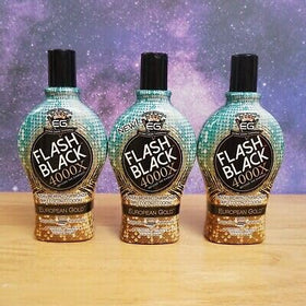 Flash Black being applied in a tanning salon, promoting even, dark color