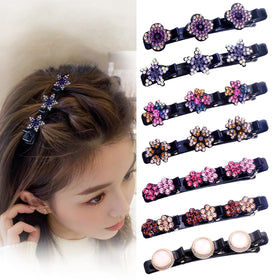 FlaSloth front packaging showing seven crystal hair clips and pearl bag, elegant gifting