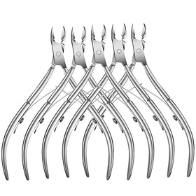 Flauntia front view of five stainless steel cuticle nippers showing professional quality