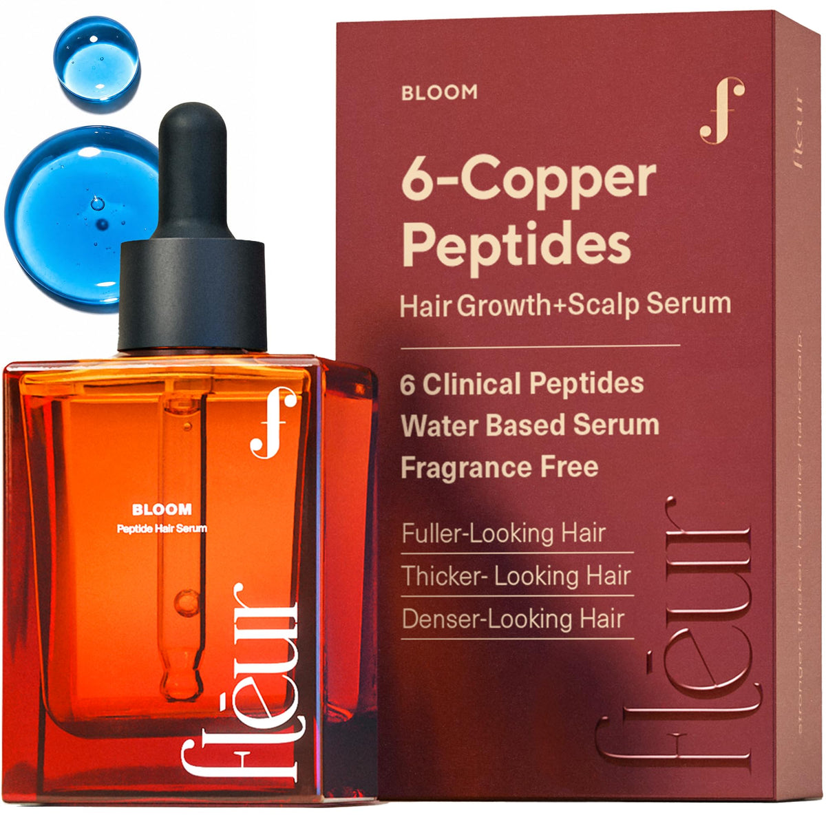 Fléur Bloom front bottle showing clean packaging and peptide focus, promoting trust