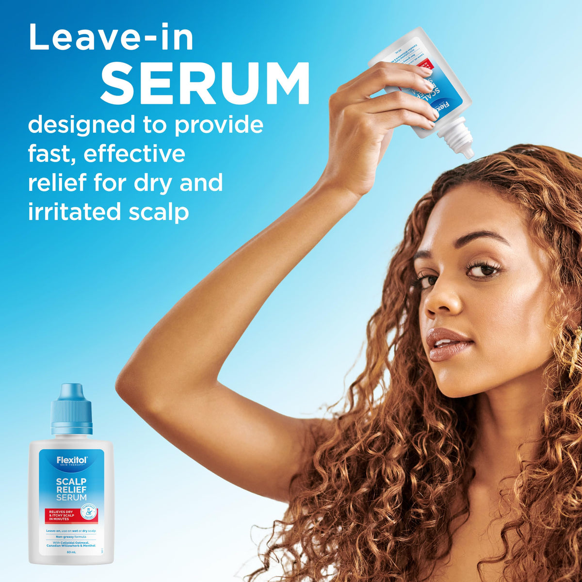 Applying Flexitol to scalp demonstrating targeted relief