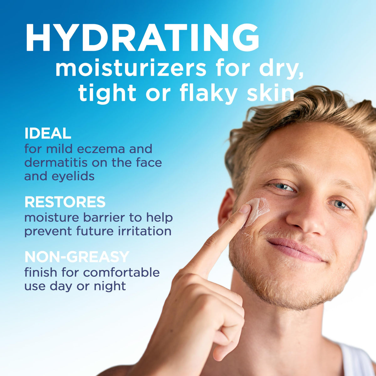 Applying Flexitol to under-eye area demonstrating gentle, targeted relief