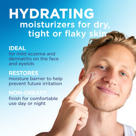 Applying Flexitol to under-eye area demonstrating gentle, targeted relief