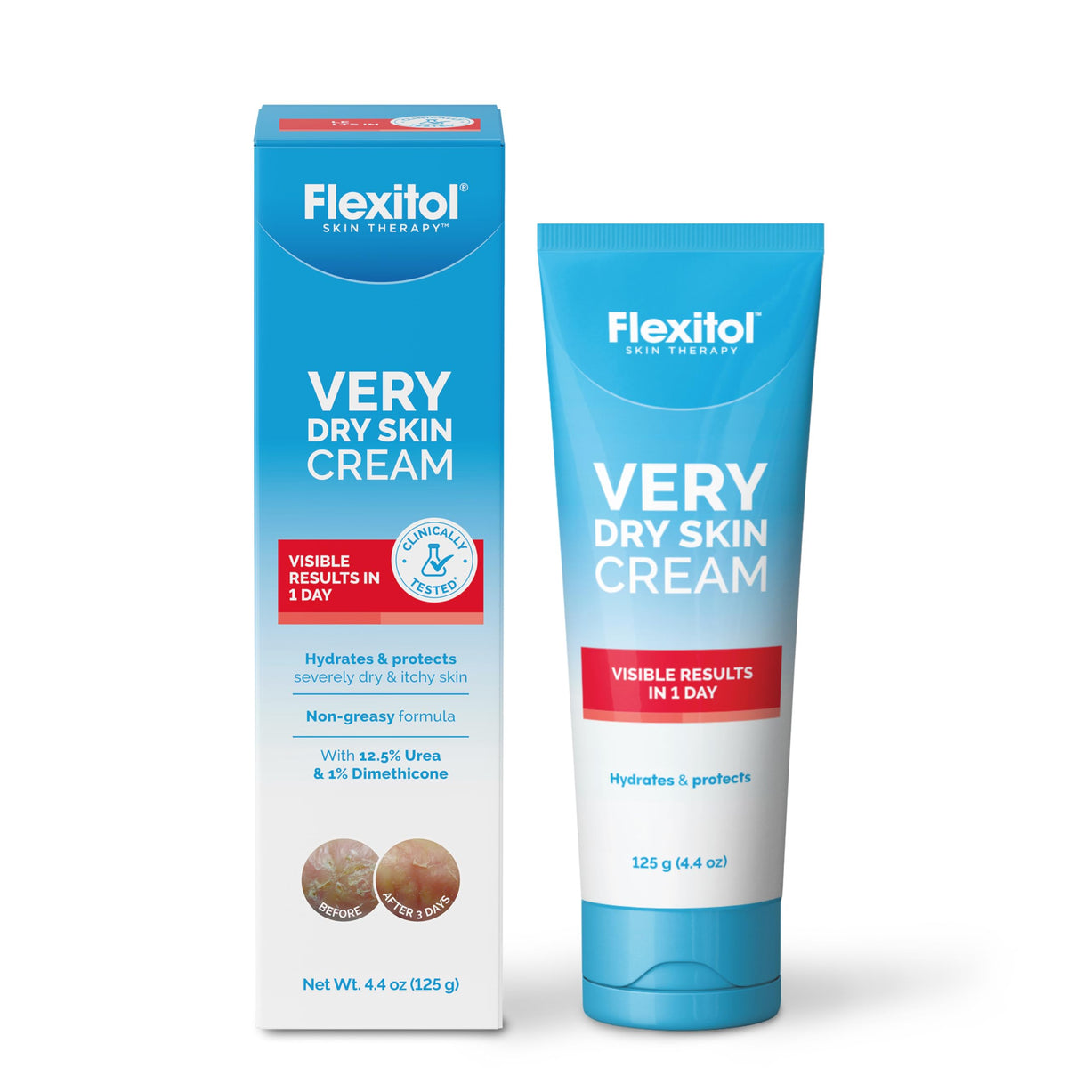 Flexitol front of tube showing product name and 4 oz size benefit