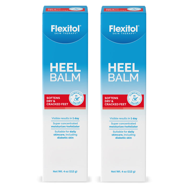 Flexitol front packaging showing twin pack for fast heel hydration