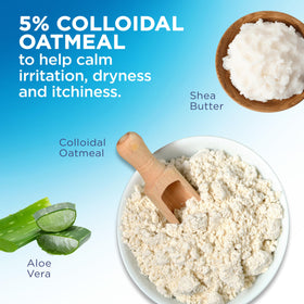 Colloidal oatmeal ingredient visual with Flexitol highlighting soothing action