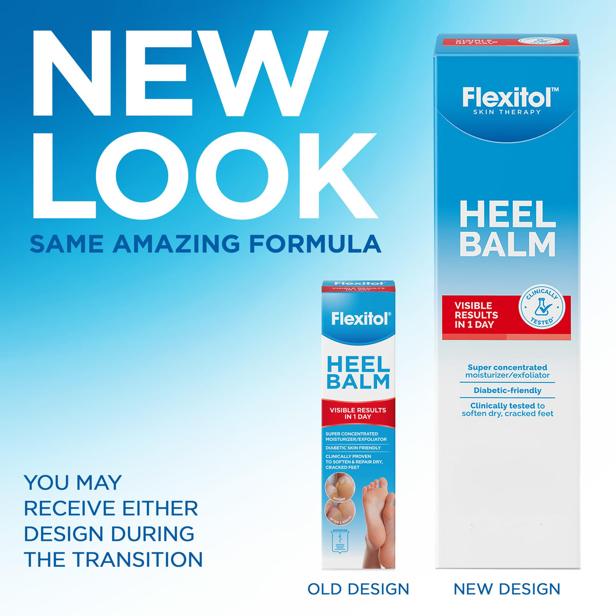 Flexitol single 4 oz tube close-up showing label and cap benefit
