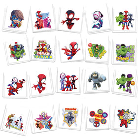 FlgarGO front packaging showing 60 Spidey temporary tattoos and party-ready variety