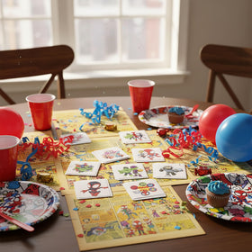 FlgarGO party table display with tattoos in goody bags adding themed excitement