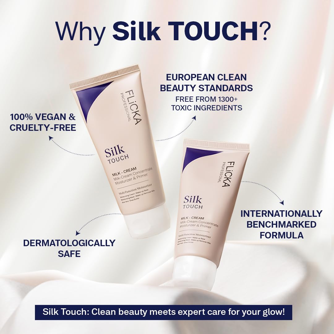 FLiCKA Silk Touch label close-up showing dermatologically tested claims and ingredient clarity