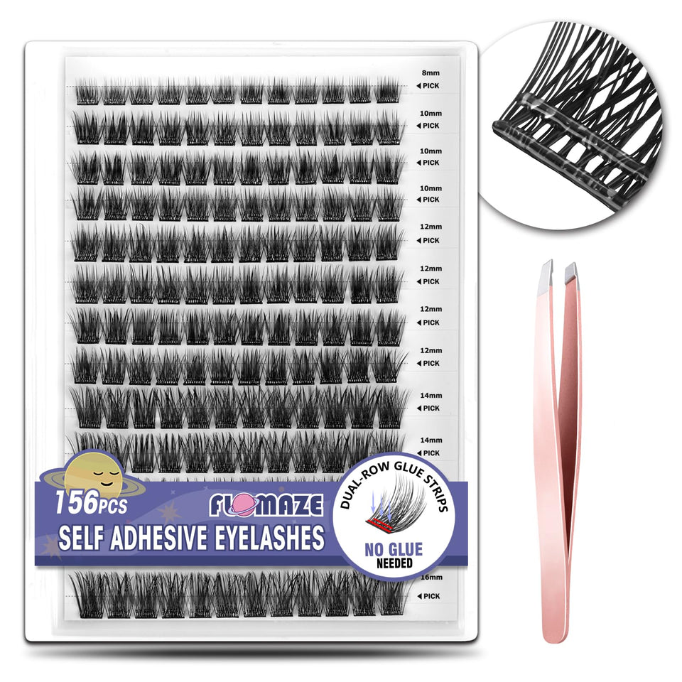FLOMAZE front packaging showing 156-piece self-adhesive clusters and contents