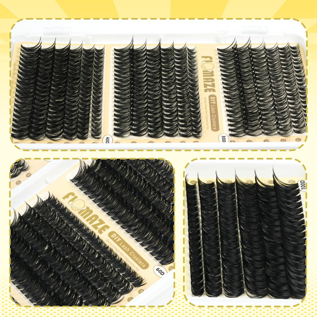 FLOMAZE lashes being applied with tweezers demonstrating beginner-friendly placement technique