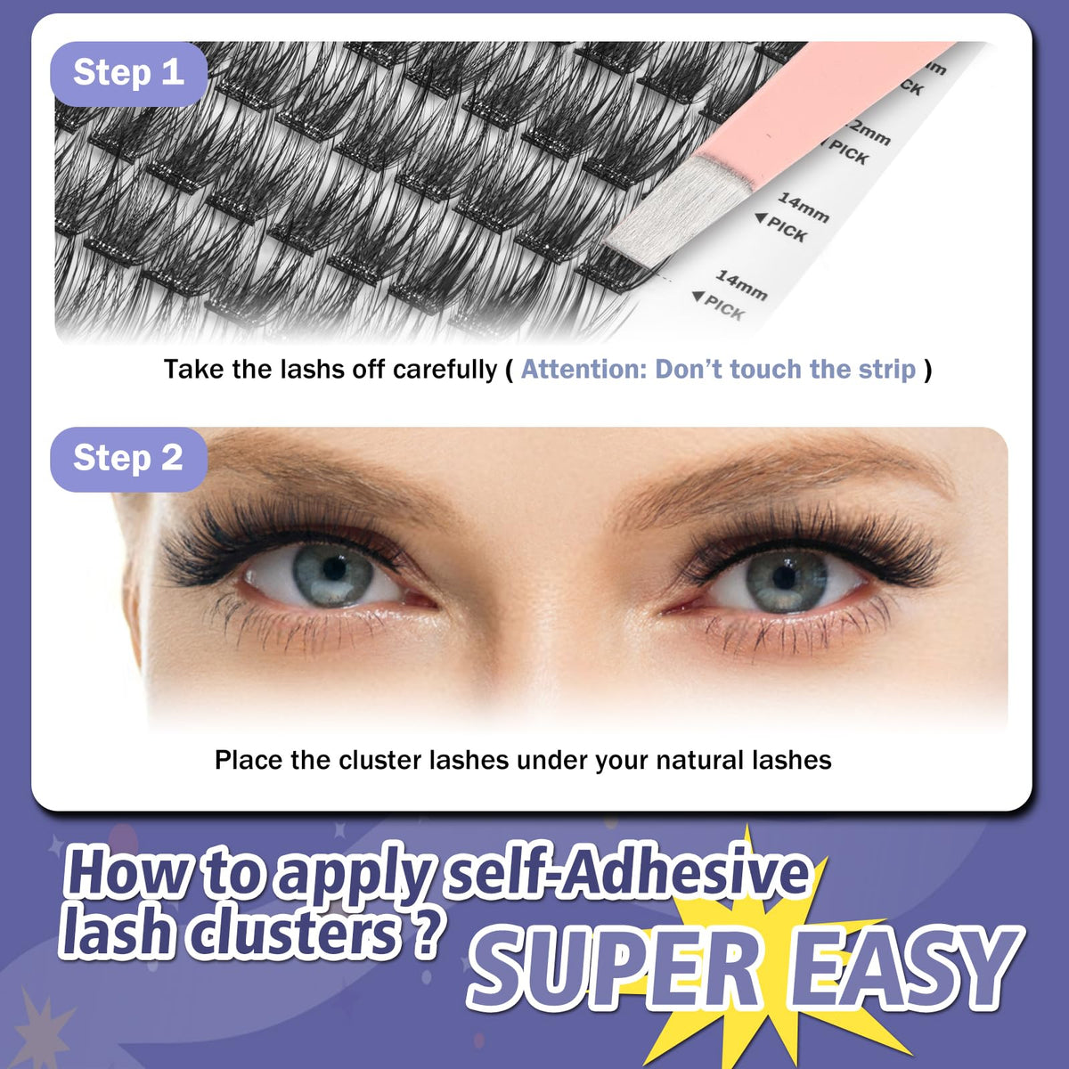 FLOMAZE lashes applied on eyes for natural volume and quick application