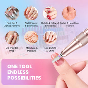 FLORAVIC in use during a home manicure for fast, quiet nail shaping