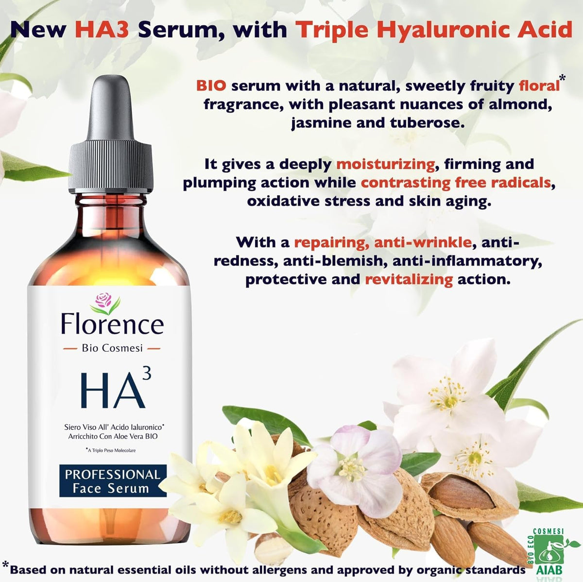 Florence visual of key ingredients niacinamide and vitamin C highlighting brightening benefits