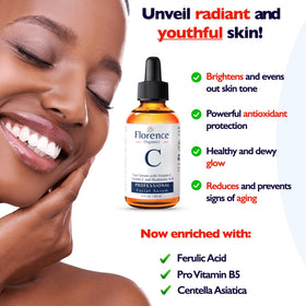 Florence serum on vanity setting illustrating daily routine and glow