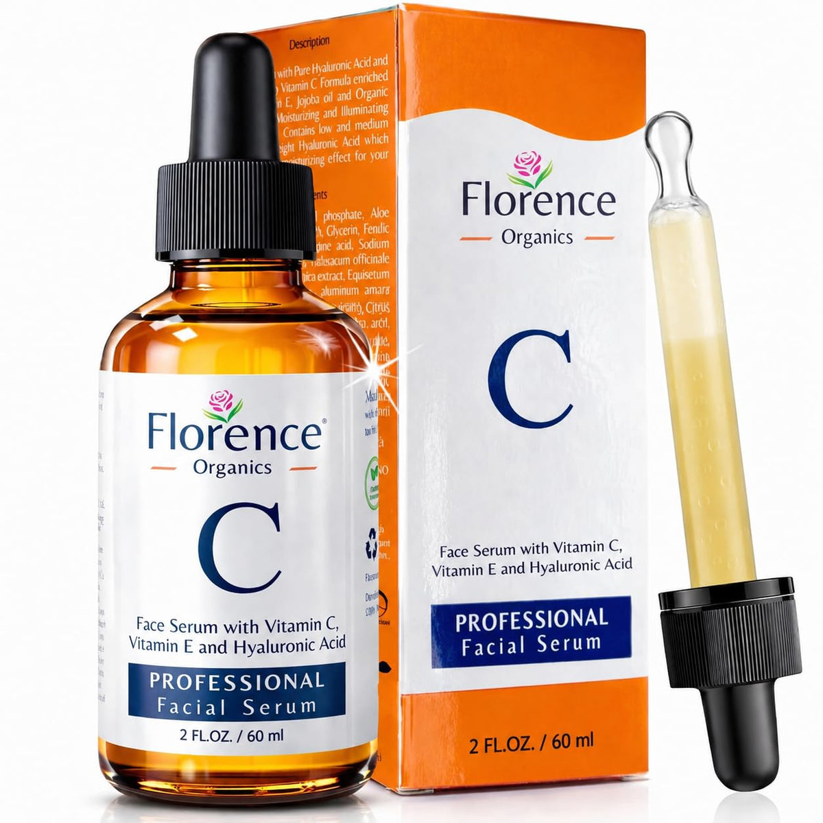 Florence front bottle showing label and 2 fl oz size for clear product ID