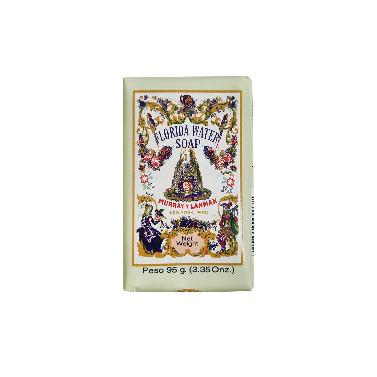 Florida Water bar soap front packaging showing four 3.3 oz bars and brand benefit of long-lasting fragrance