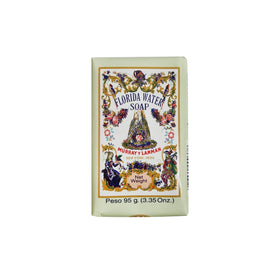 Florida Water bar soap front packaging showing four 3.3 oz bars and brand benefit of long-lasting fragrance