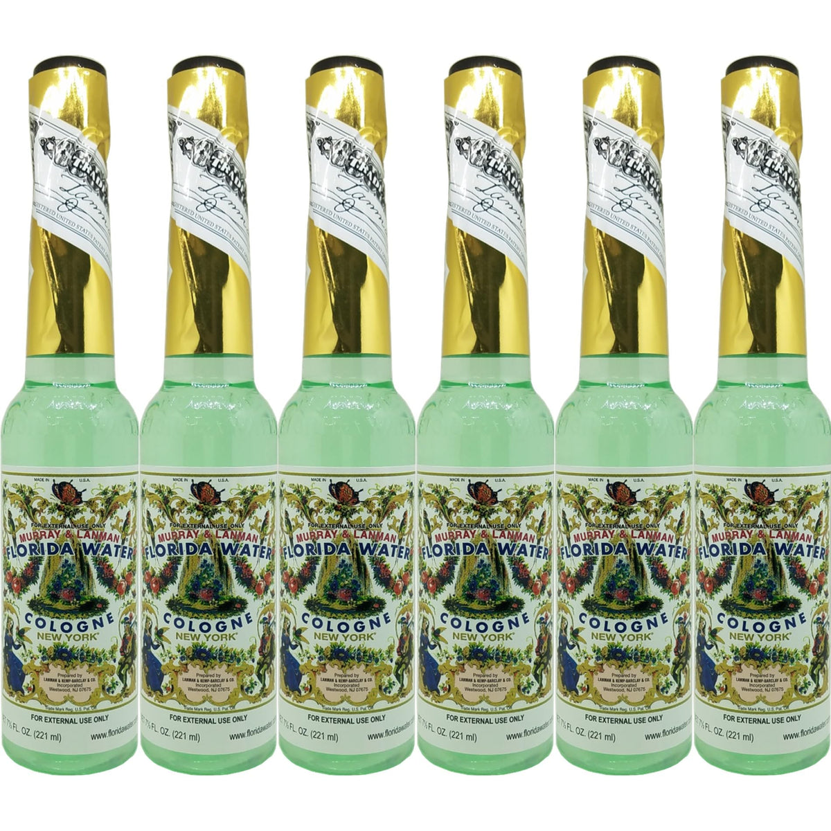Florida Water Lanman & Kemp front packaging showing six plastic bottles and brand name, refreshing scent
