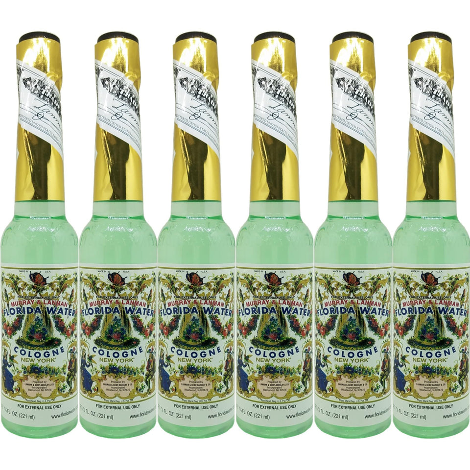 Florida Water Lanman & Kemp front packaging showing six plastic bottles and brand name, refreshing scent