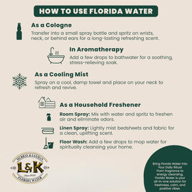 Florida Water held in hand for size comparison, convenient 7.5 fl oz benefit