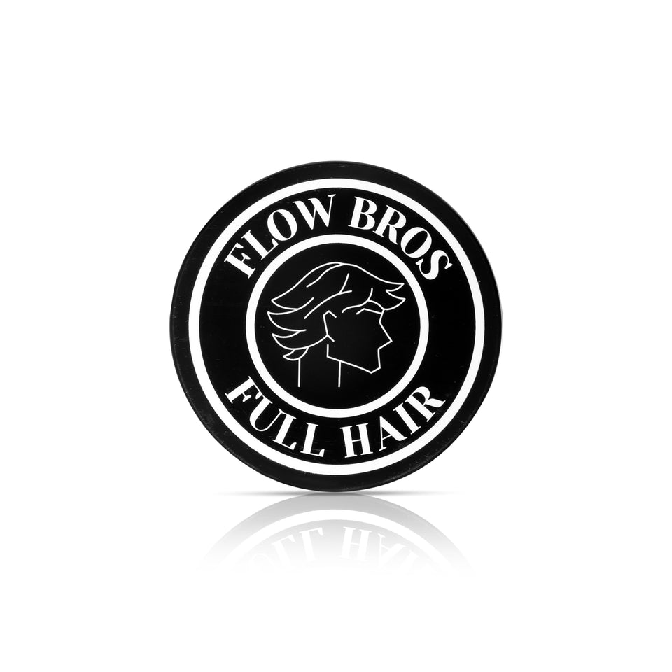 Flow Bros front jar showing product packaging and strong hold benefits