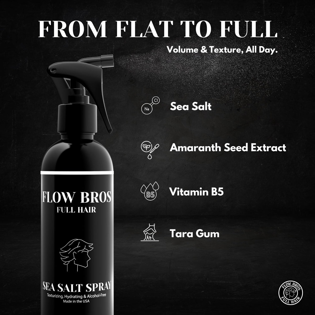 Flow Bros bottle held in hand for scale demonstrating 8oz travel-friendly size
