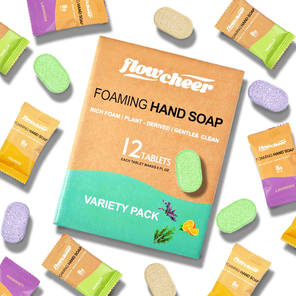 flowcheer front packaging showing 12-pack and eco benefit