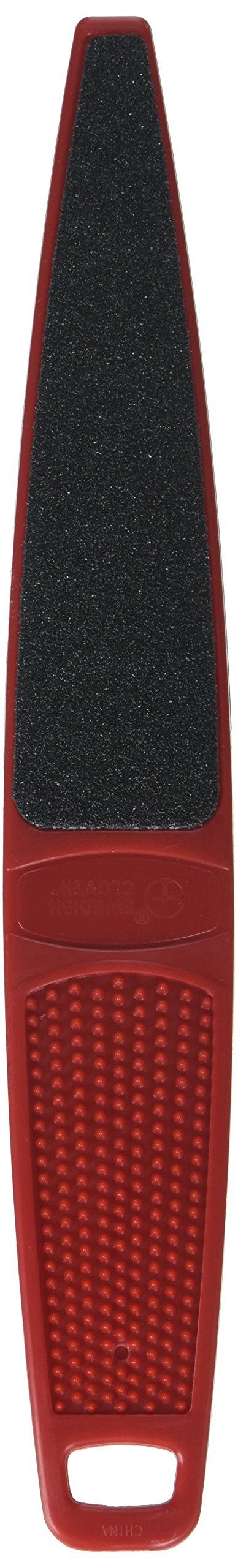 Flowery foot file in hand demonstrating control and quick callus reduction benefit