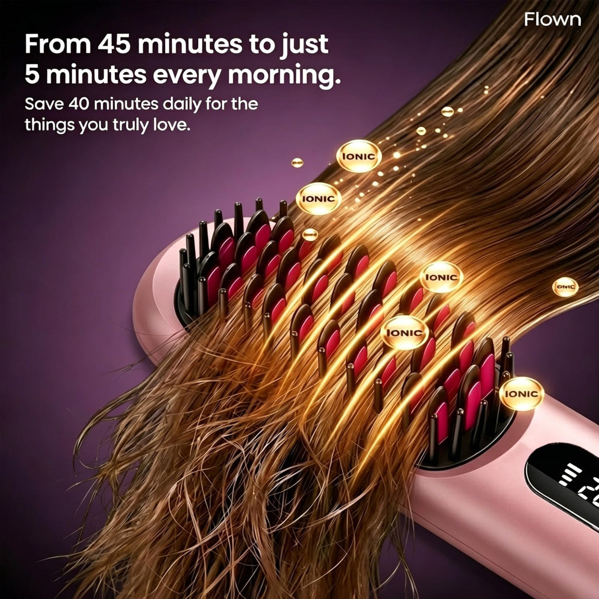 Flown Go Brush Pro in travel pouch showing travel-ready convenience and compact size