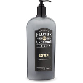 Floyd's 99 front bottle showing label and 33 oz size, moisturizing benefit